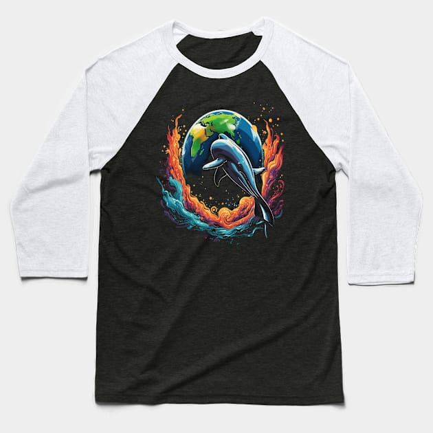 Dolphin Earth Day Baseball T-Shirt by JH Mart